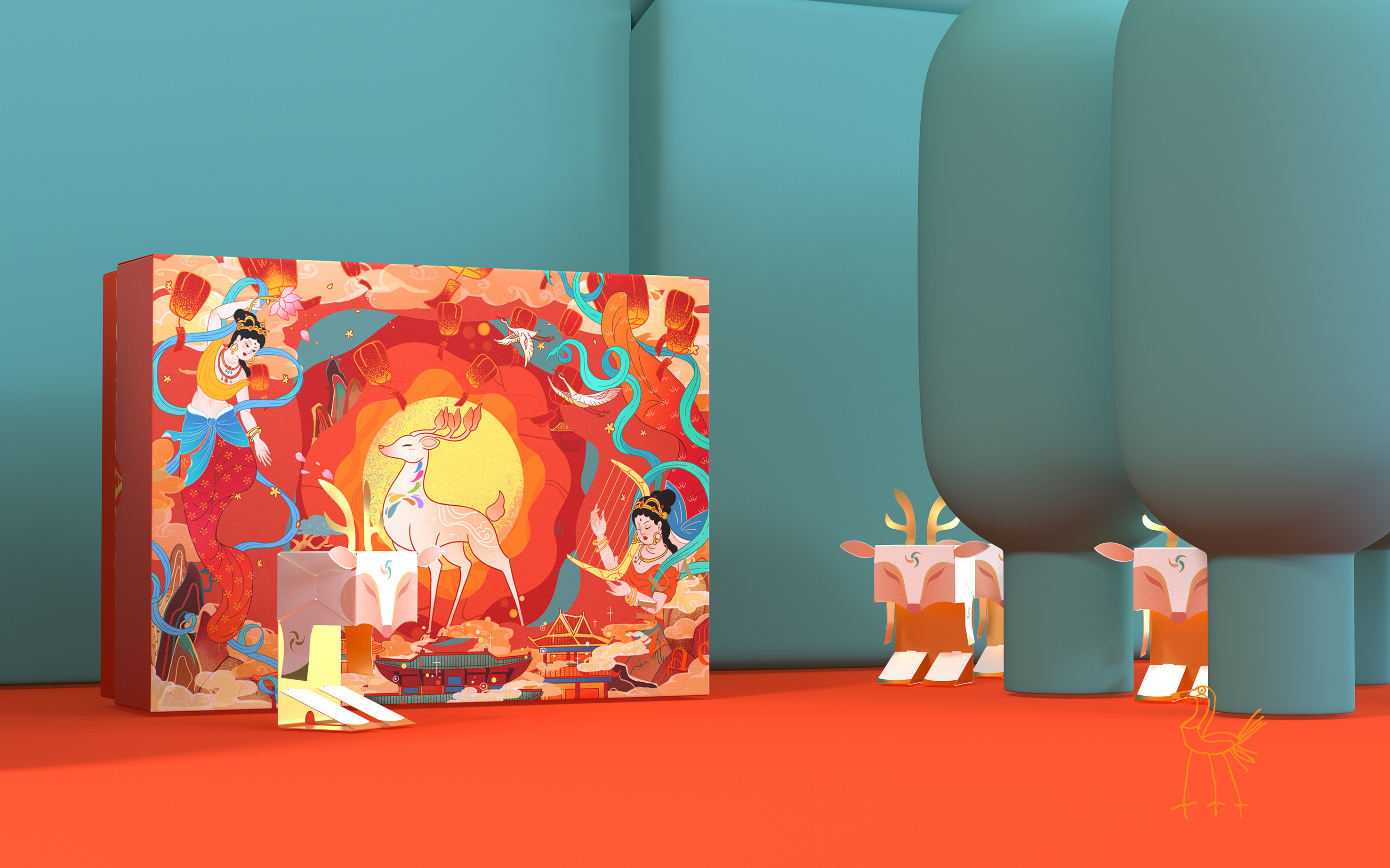 效果展示九色鹿(趣味折纸)敦煌壁画,留存在大西北上千年